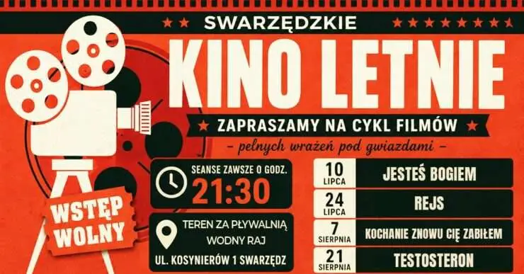 Swarzędzkie Kino Letnie 2026 – bezpłatne filmowe wieczory na świeżym powietrzu