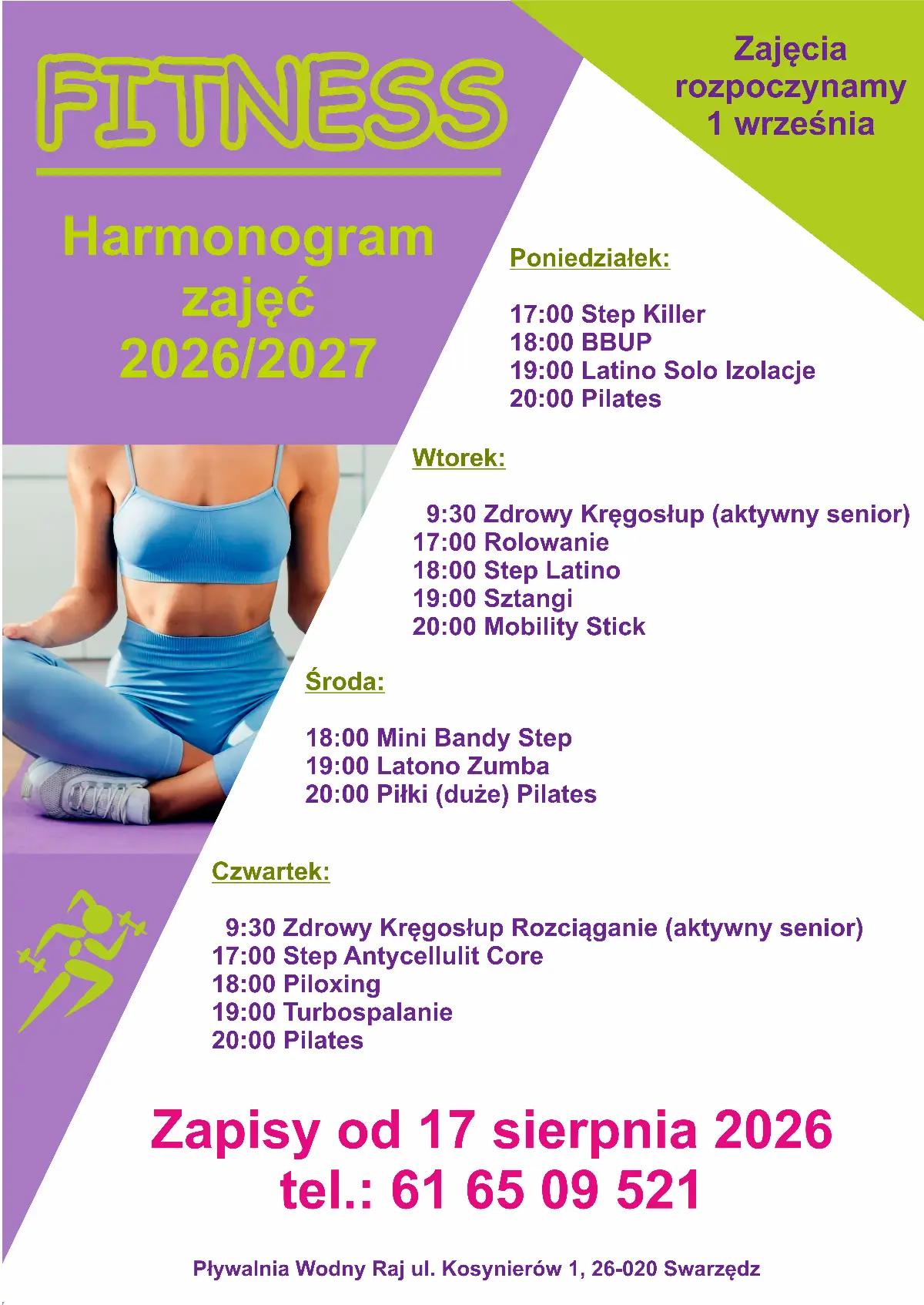 Zaczynają się zapisy na zajęcia fitness w Pływalni Wodny Raj